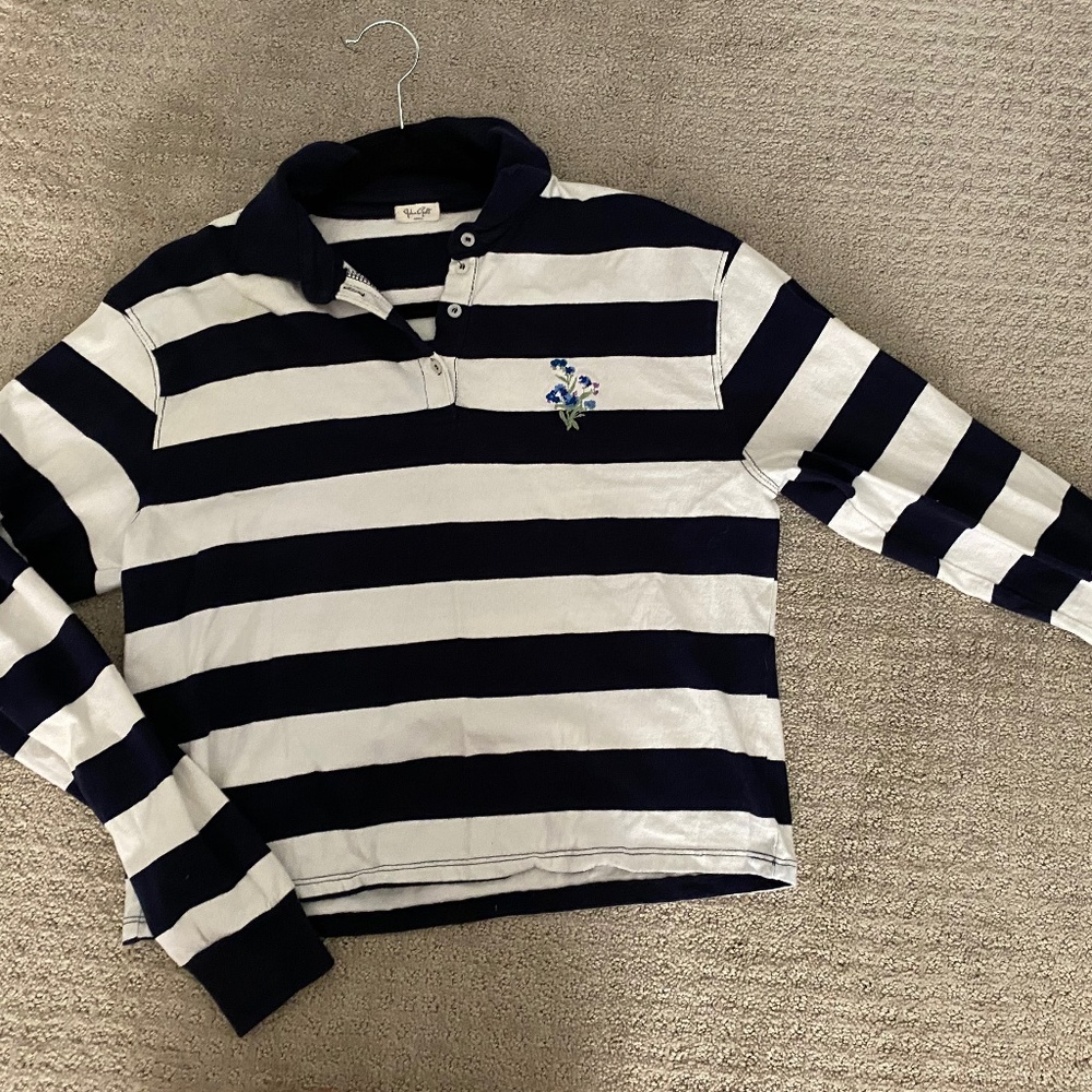 Brandy Melville Striped Collared Long Sleeve